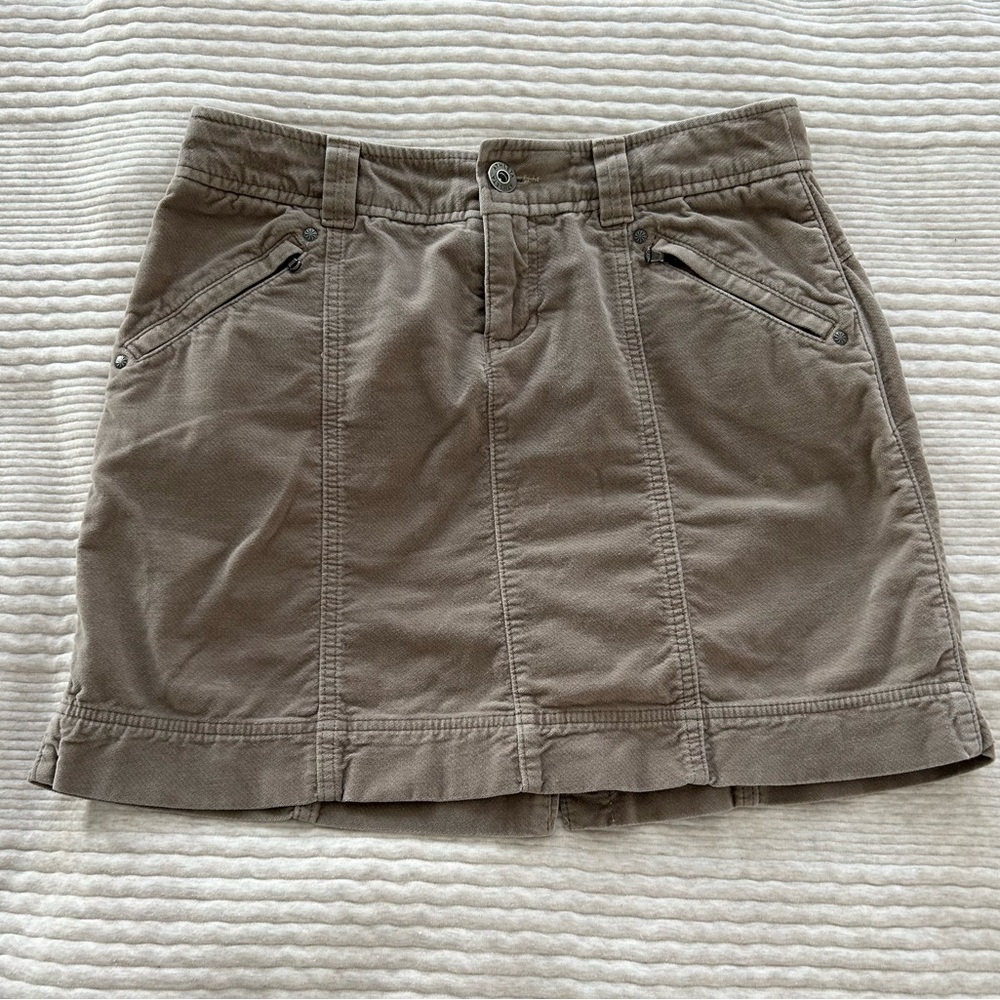 Athleta Roseville Taupe Brown Mini Skirt Velvet Texture Fall‎ Women’s 6